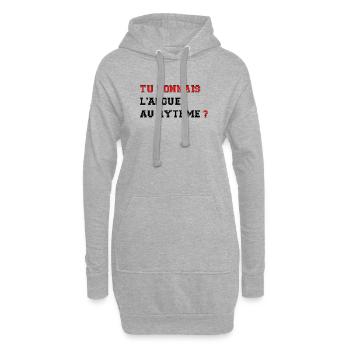 Tu connais l'algue au rythme ? - Sweat-shirt à capuche long Femme - gris chiné - Devant