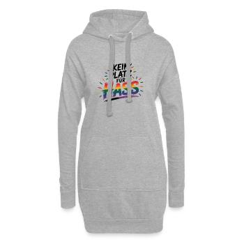 Kein Platz für Hass - Cool Pride Logo - Hoodie-Kleid - Grau meliert - Vorne