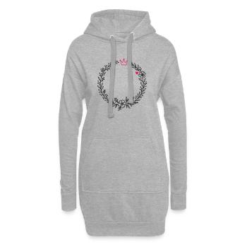 Couronne de fleurs avec couronne et cœur - Sweat-shirt à capuche long Femme - gris chiné - Devant