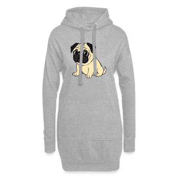 Mops Hunde T-shirt Geschenk Weihnachten - Hoodie-Kleid - Grau meliert - Vorne