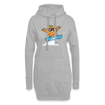 Orange froid avec des lunettes de soleil pendant le snowboard - Sweat-shirt à capuche long Femme - gris chiné - Devant