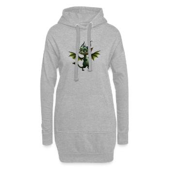 Dragon Vert Ailé - Sweat-shirt à capuche long Femme - gris chiné - Devant