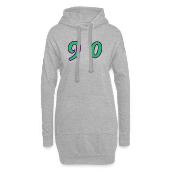 90. 90 ANS. 90e ANNIVERSAIRE. ANNIVERSAIRE 90 ANS. - Sweat-shirt à capuche long Femme - gris chiné - Devant