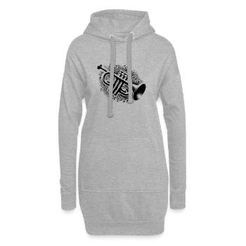 Trompettes, partitions explosives, cuivres magiques avec âme - Sweat-shirt à capuche long Femme - gris chiné - Devant