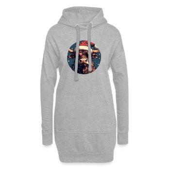 Taureau de bœuf avec chapeau de Père Noël et lunettes de soleil - Sweat-shirt à capuche long Femme - gris chiné - Devant