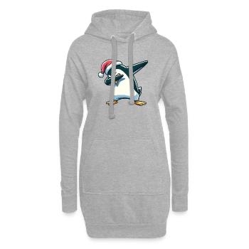 Dabbing Weihnachts Pinguin Dab Weihnachten - Hoodie-Kleid - Grau meliert - Vorne