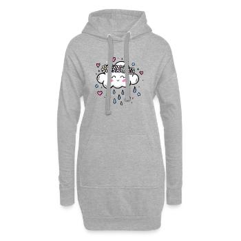 Nuage Couronne Pluie Amour - Sweat-shirt à capuche long Femme - gris chiné - Devant