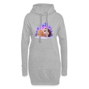 Hérisson avec des pancakes et des cristaux - Sweat-shirt à capuche long Femme - gris chiné - Devant