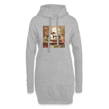 Câlins à la machine à coudre de Cat Studio - Sweat-shirt à capuche long Femme - gris chiné - Devant