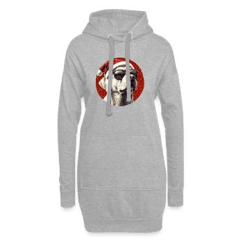 Weihnachts Hund mit Sonnenbrille - Hoodie-Kleid - Grau meliert - Vorne