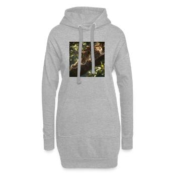 Un léopard majestueux à l’affût - Sweat-shirt à capuche long Femme - gris chiné - Devant
