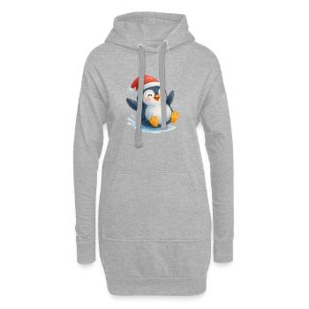 Weihnachts-Pinguin in Aquarellstil - Hoodie-Kleid - Grau meliert - Vorne