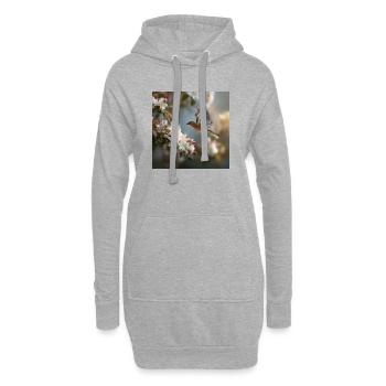 Frühlingssperling im Blütenflug - Hoodie-Kleid - Grau meliert - Vorne