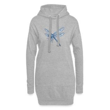 Geometrische Blaue Libelle - Hoodie-Kleid - Grau meliert - Vorne