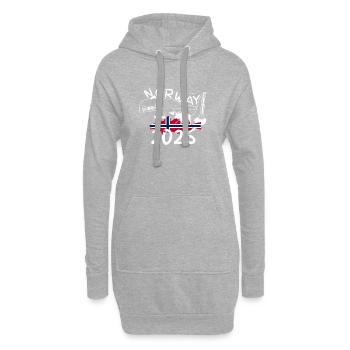 Norwegen 2026 Dorsch mit Bergen und Elch Angeln - Hoodie-Kleid - Grau meliert - Vorne