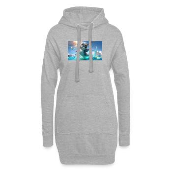 Bébé narval à la corne dorée saute hors de la mer - Sweat-shirt à capuche long Femme - gris chiné - Devant