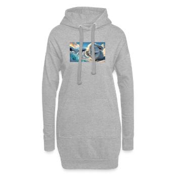 Un lapin de neige mignon avec des cristaux de glace - Sweat-shirt à capuche long Femme - gris chiné - Devant