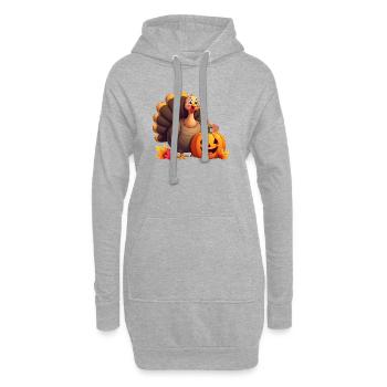 Thanksgiving Drôle Dinde de Thanksgiving - Sweat-shirt à capuche long Femme - gris chiné - Devant