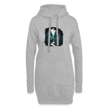 Mondwaldpfad im Mondschein - Hoodie-Kleid - Grau meliert - Vorne