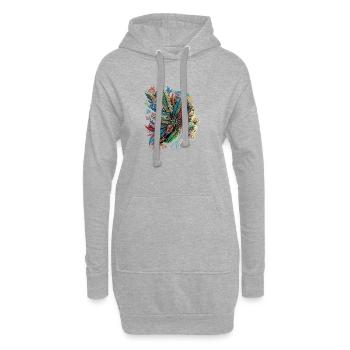 Psychedelische Blattensilhouette - Hoodie-Kleid - Grau meliert - Vorne