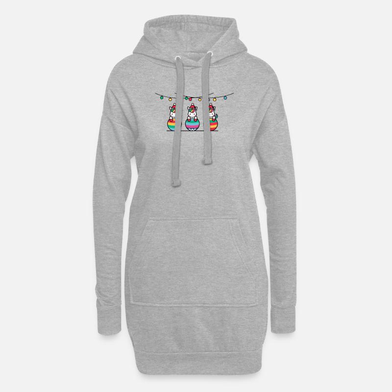 3 Einhörner Weihnachtskugeln Freunde - Hoodie-Kleid - Grau meliert
