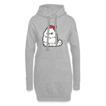 Grimmige Weihnachtskatze mit Lichtern - Hoodie-Kleid - Grau meliert - Vorne