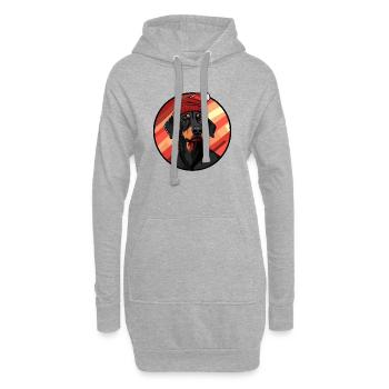 Doberman avec un chapeau de Père Noël - Sweat-shirt à capuche long Femme - gris chiné - Devant