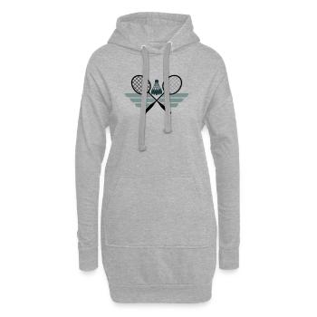 Badminton Emblem – Gekreuzte Schläger & Federball - Hoodie-Kleid - Grau meliert - Vorne
