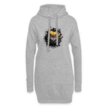 Eule Nachteule Splatter - Hoodie-Kleid - Grau meliert - Vorne