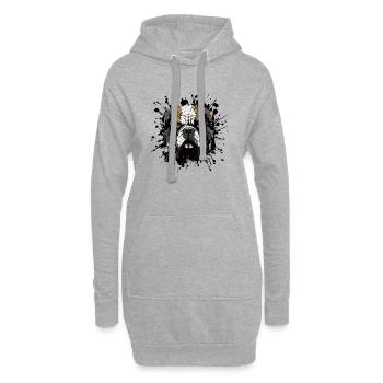 Portrait de tête de bouledogue éclaboussé - Sweat-shirt à capuche long Femme - gris chiné - Devant