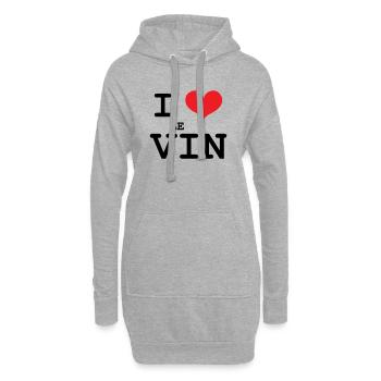 Ich liebe Wein / Alkohol - Hoodie-Kleid - Grau meliert - Vorne