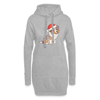 Chien Noël Cartoon Santa - Sweat-shirt à capuche long Femme - gris chiné - Devant