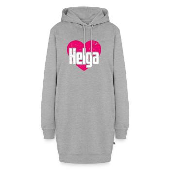 I Love Helga Pinkes Herz Ich liebe Helga - Hoodie-Kleid - Grau meliert - Vorne
