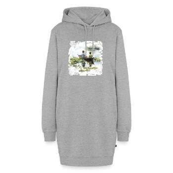 Kindheitserinnerungen Bootsfahrt am Seerosenteich - Hoodie-Kleid - Grau meliert - Vorne