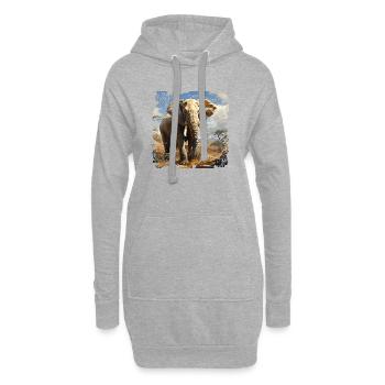 Afrikanischer Elefant im Sonnenlicht - Hoodie-Kleid - Grau meliert - Vorne