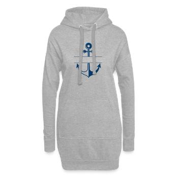 Personalisierter blauer Angelanker - Hoodie-Kleid - Grau meliert - Vorne