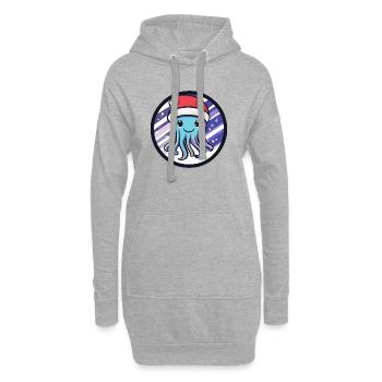 Pieuvre avec un chapeau de Père Noël - Sweat-shirt à capuche long Femme - gris chiné - Devant