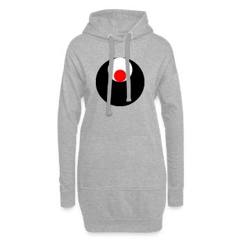 3 cercles, noir, blanc et rouge - Sweat-shirt à capuche long Femme - gris chiné - Devant