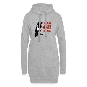 Elster, Rabe und Glitter-Slogan - Hoodie-Kleid - Grau meliert - Vorne