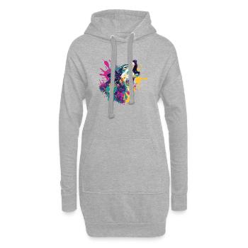 Loup dans le style explosion de couleurs - Sweat-shirt à capuche long Femme - gris chiné - Devant