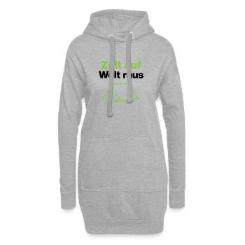 Zelt auf – Welt raus, für Outdoorfans und Camper - Hoodie-Kleid - Grau meliert - Vorne