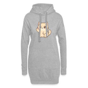 Kawaii Kitten Waving Design - Hoodie Dress - heather grey - Front