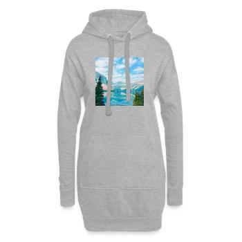 Reflet bleu ciel du lac de montagne - Sweat-shirt à capuche long Femme - gris chiné - Devant