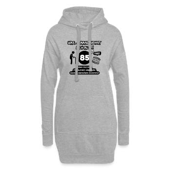 85 und legendär: Gebiss raus, Stocktanz an! - Hoodie-Kleid - Grau meliert - Vorne