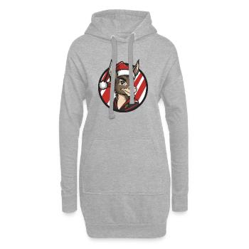 Santas Esel Motiv - Hoodie-Kleid - Grau meliert - Vorne
