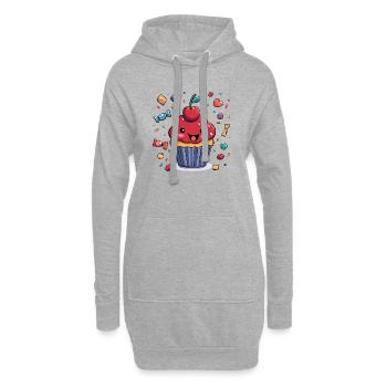 Kawaii Cupcake mit Konfetti - Hoodie-Kleid - Grau meliert - Vorne