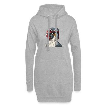 Falke mit Motorrad Rennhelm Vintage Greifvogel - Hoodie-Kleid - Grau meliert - Vorne