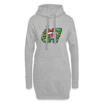 67 Santa Kid auf Weihnachtskranz abtupfen - Hoodie-Kleid - Grau meliert - Vorne