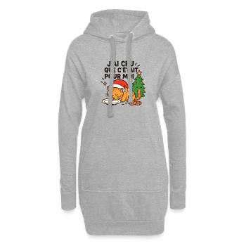 Chat festif Noël: pour moi - Sweat-shirt à capuche long Femme - gris chiné - Devant