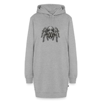 Geometrischer Netzspinnen-Porträt - Hoodie-Kleid - Grau meliert - Vorne